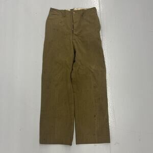 Vintage WW2 US Army Green Wool Buttonfly Trousers 29x29